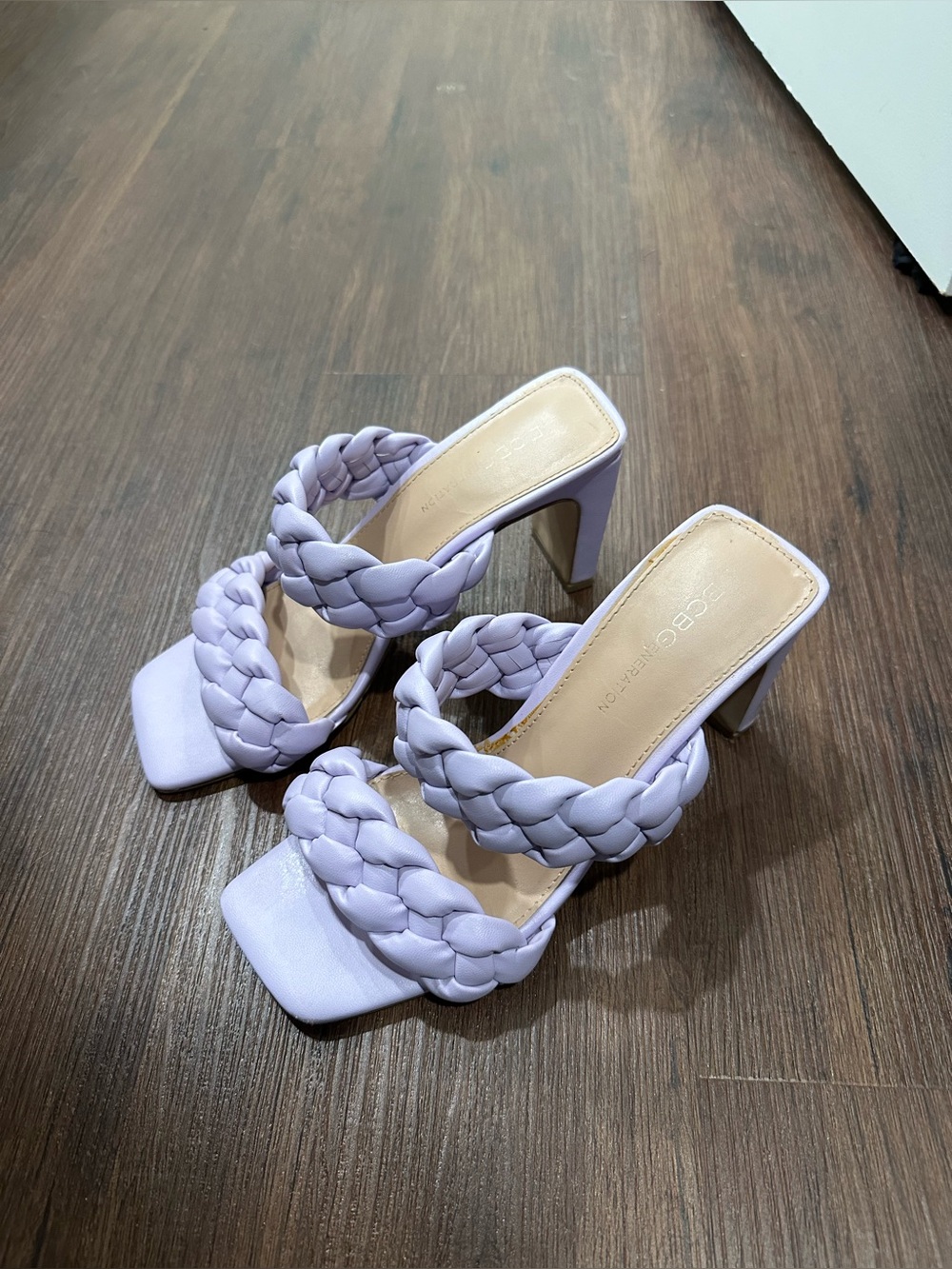 BCBGeneration Braided Double-Strap Heeled Sandals - Lavender